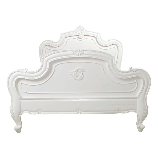 Carved Louis White Double Bed
