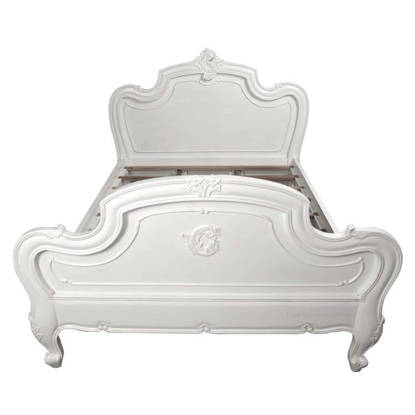 Carved Louis White Bed