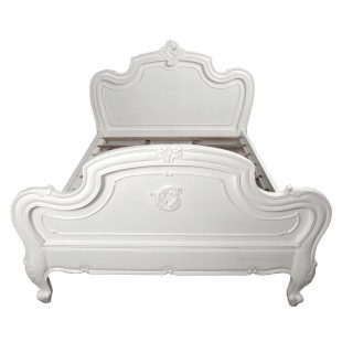Carved Louis White Double Bed
