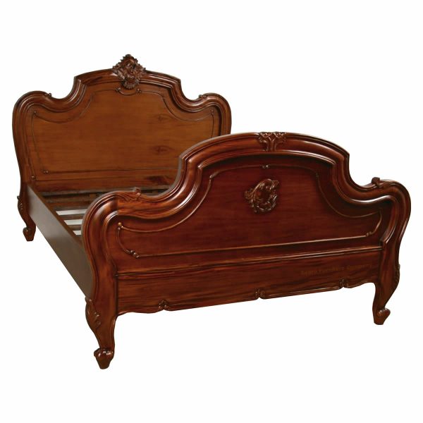 French Carved Louis Mahogany Bed
