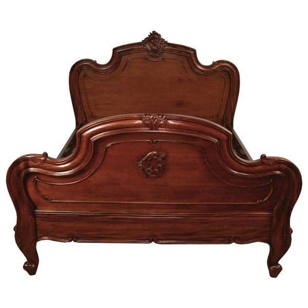 French Carved Louis Mahogany Bed