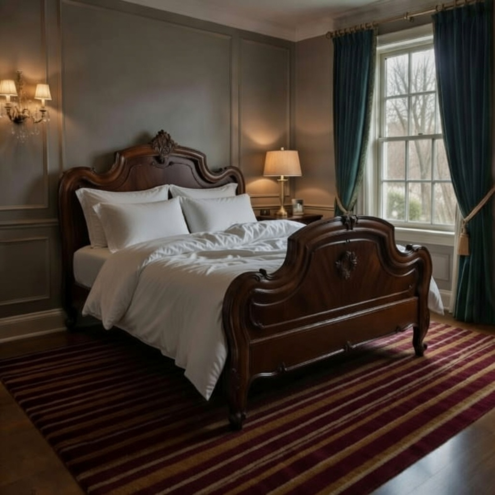 French Carved Louis Mahogany Bed - Image 5