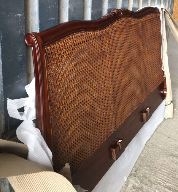 French Louis Mahogany Rattan Bed