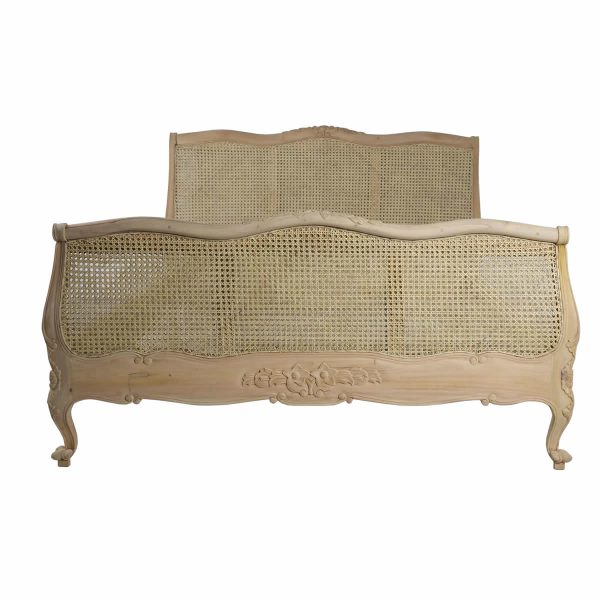 Raw French Mahogany Rattan Bed