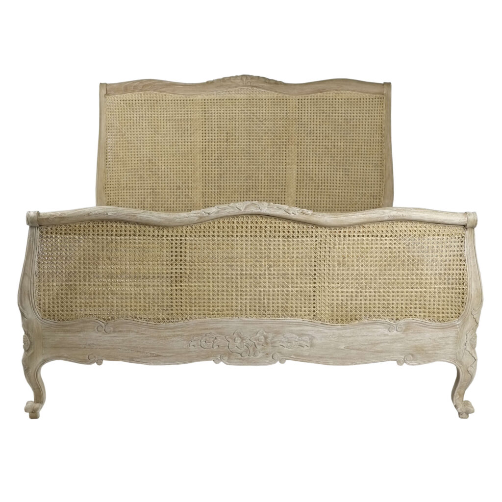 French Weathered Rattan Bed King Size Repro Furniture Company