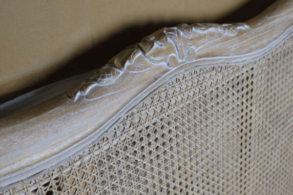 French White Wash Rattan Bed