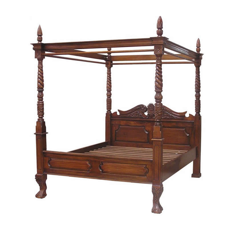 Classic Mahogany Four Poster Bed, Mahogany Four Poster King Bed