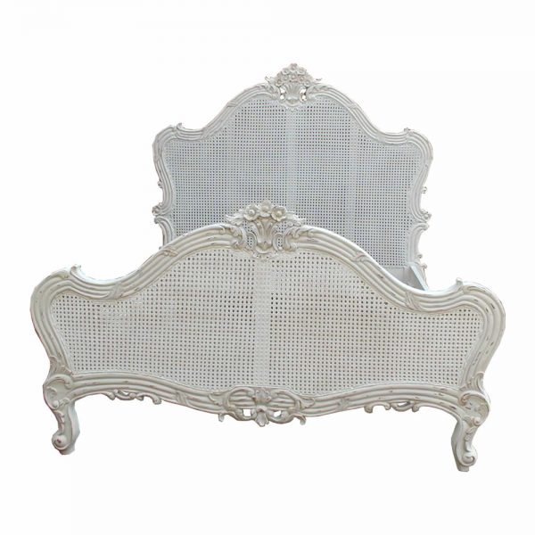 Louis rattan white french bed