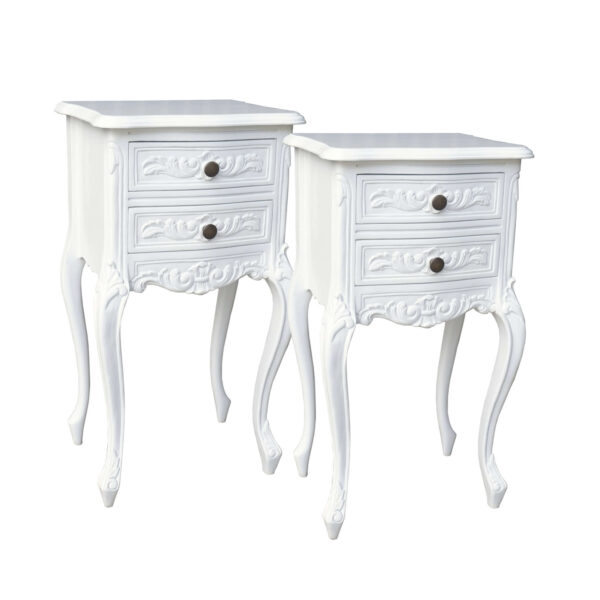 Pair French White Bedsides