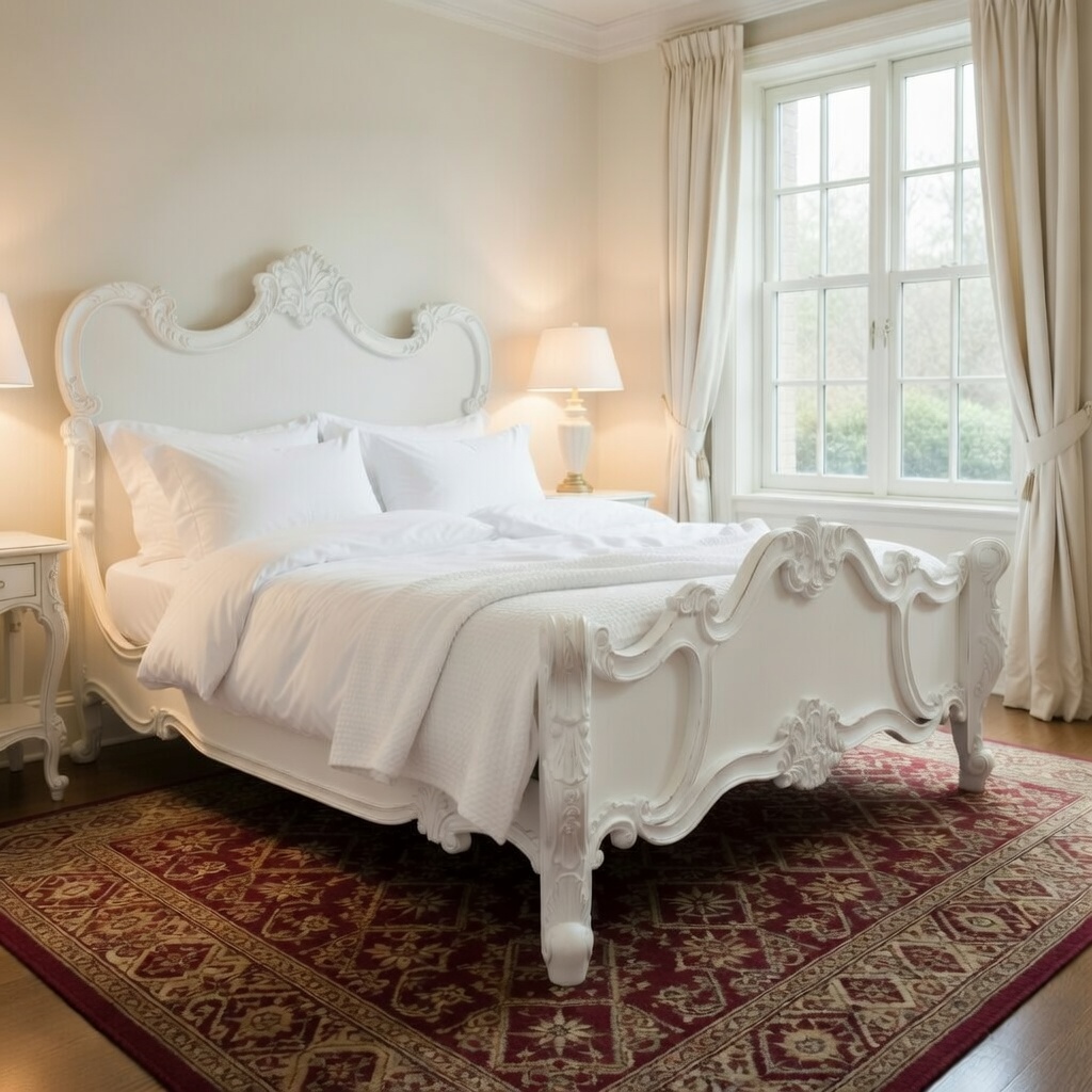 French White Rococo Bed - Image 2