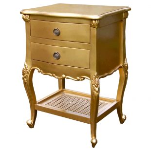 gold french rattan bedside