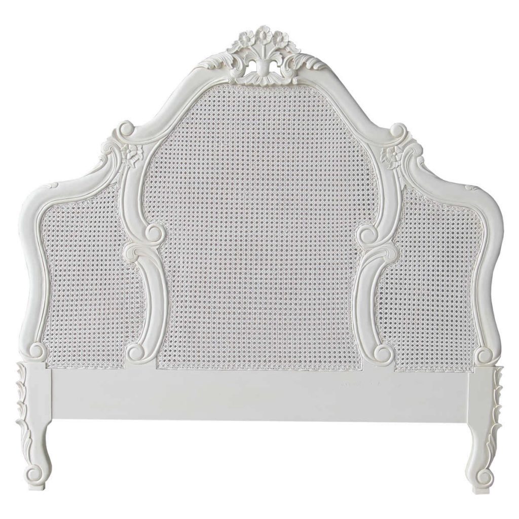 French Rattan Antique White Headboard Repro Furniture Company