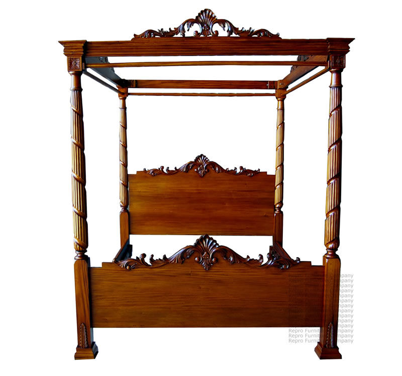 Mahogany Lincoln Four Poster Bed, King Size 4 Post Bed Frame
