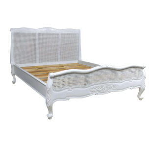 White Low Footboard Rattan Bed Super King