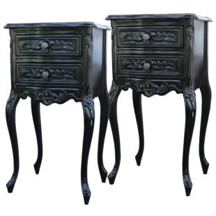 Pair Black French Bedsides