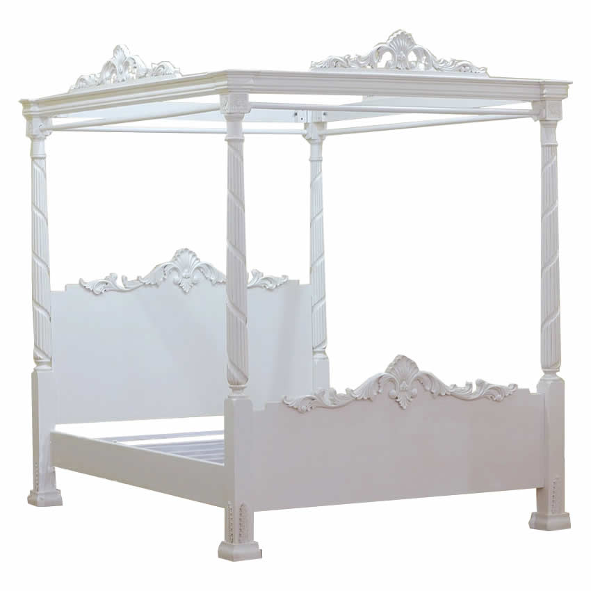 White Lincoln Four Poster Bed Repro, King Size Four Poster Bed