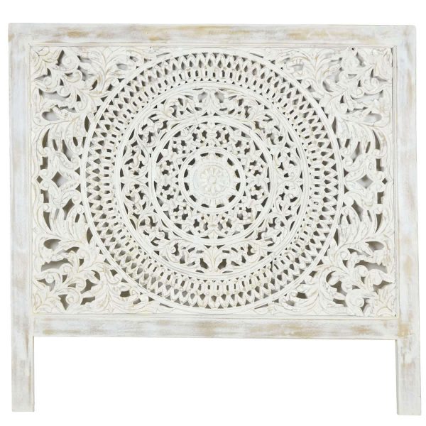 Indian White Carved Headboard Panel