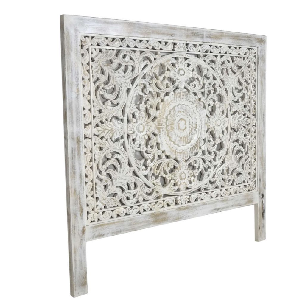 Indian White Wash Headboard Panel - Repro Furniture Company