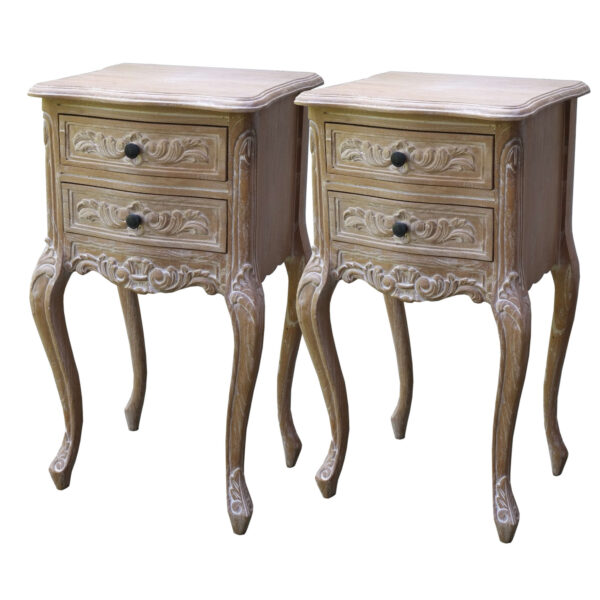 Pair French Weathered Finish Bedsides