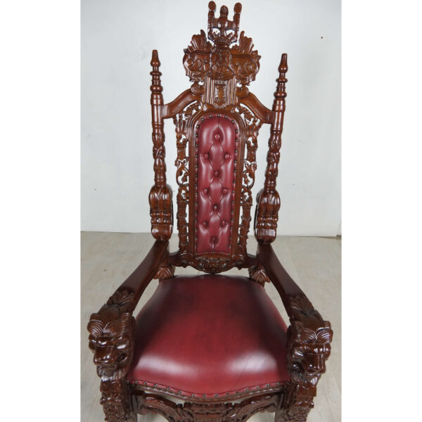 Gothic Lion Throne Chair Red Leather