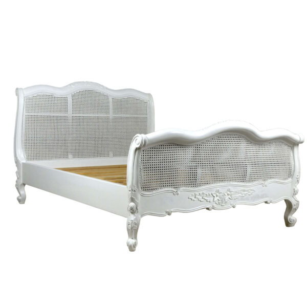 Louis Rattan White French Bed