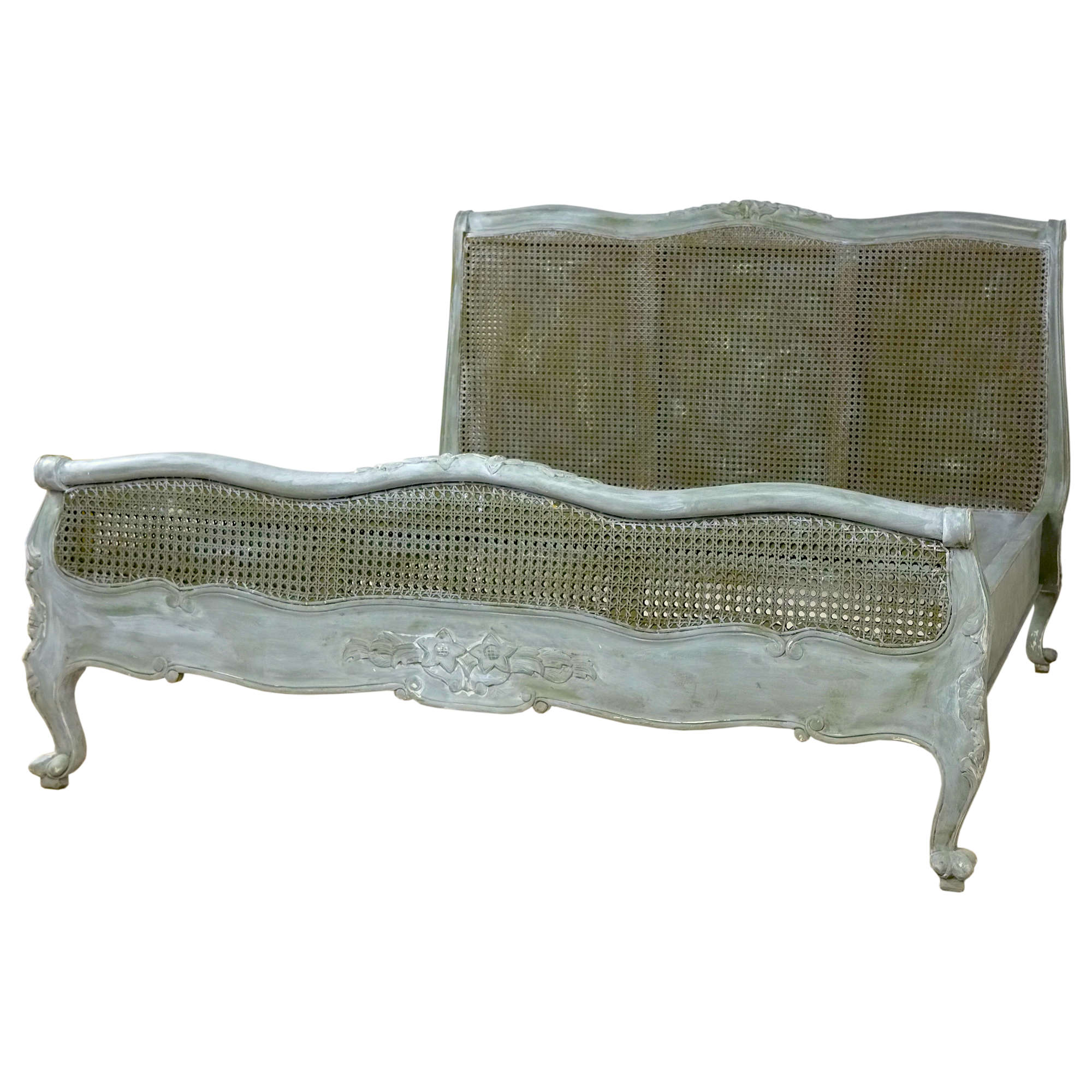 Olive White Wash French Bed