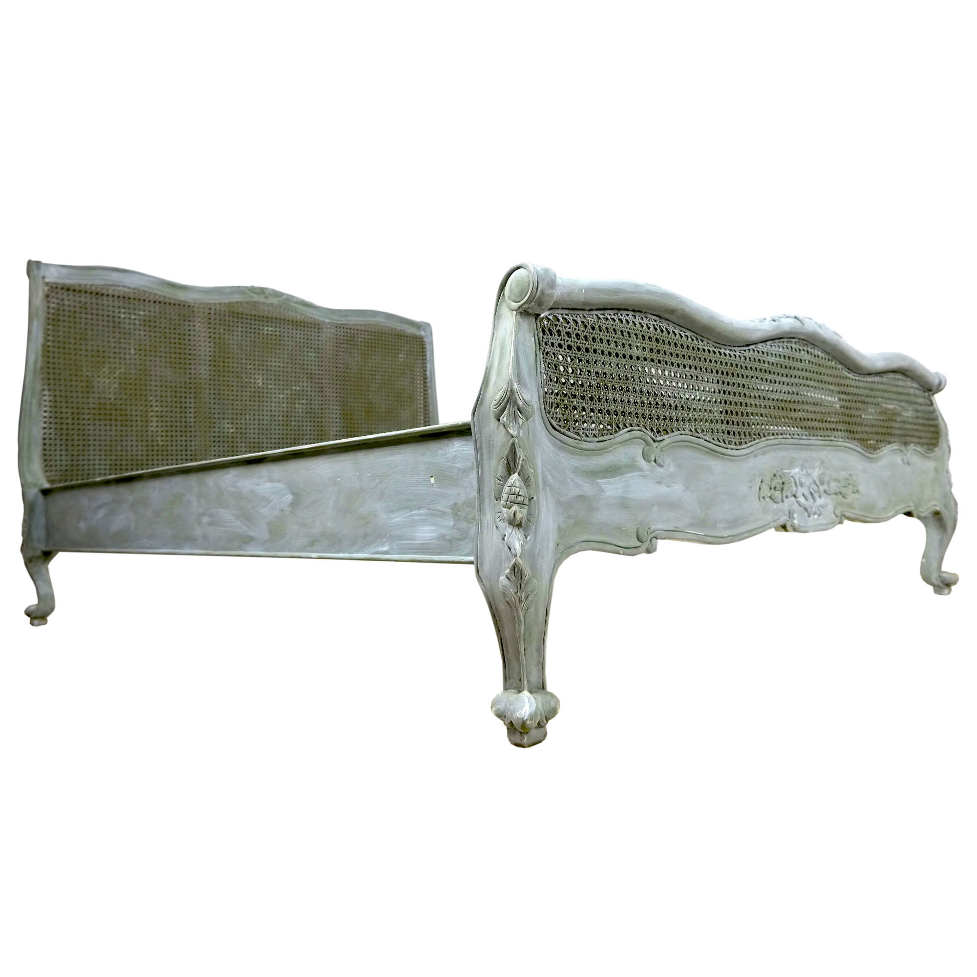 Olive White Wash French Bed