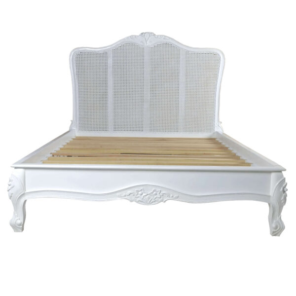 Loire White Rattan French Bed