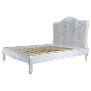 Loire White Rattan French Bed